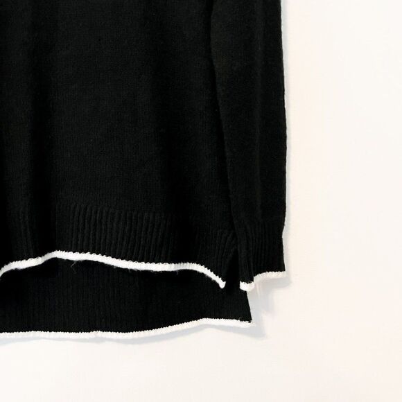 Ann Taylor LOFT Black White Stripe Long Sleeve Turtle Neck Wool Blend Sweater - Picture 3 of 6